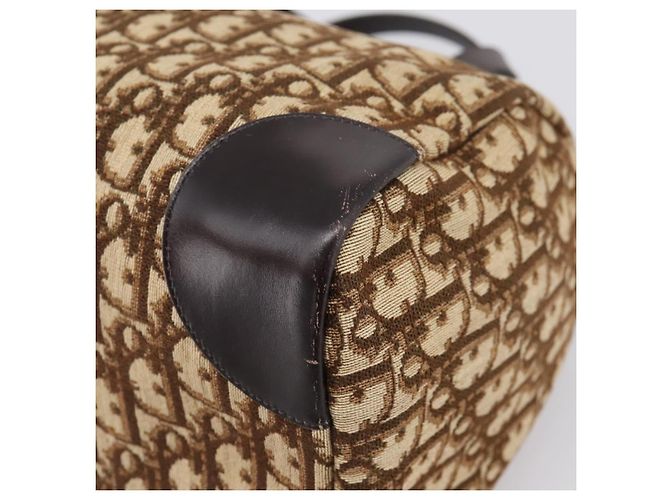 Borsa a mano Christian Dior Trotter Canvas Marrone Tono Oro Auth gh2402 - vista 17