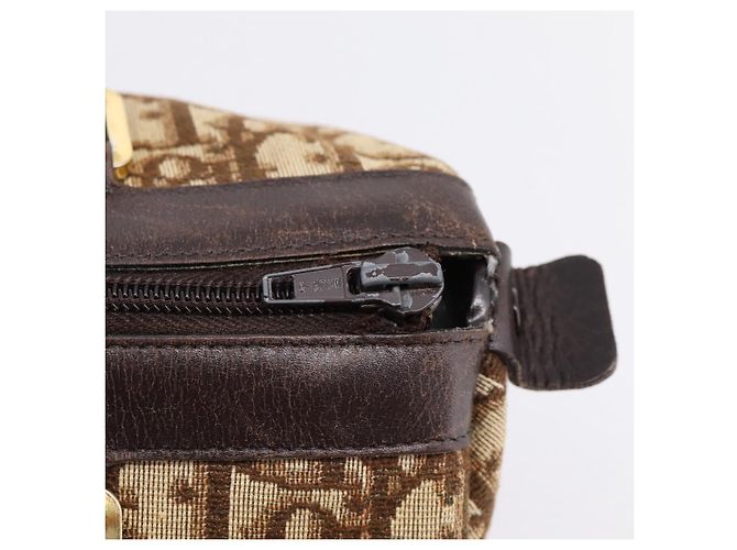Borsa a mano Christian Dior Trotter Canvas Marrone Tono Oro Auth gh2402 - vista 18