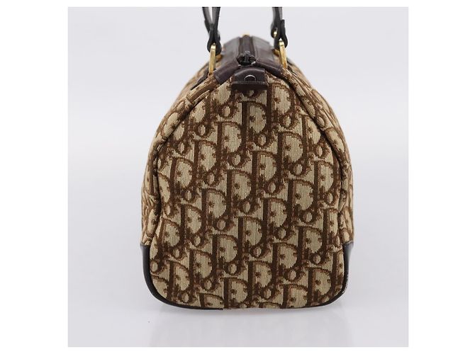 Borsa a mano Christian Dior Trotter Canvas Marrone Tono Oro Auth gh2402 - vista 3