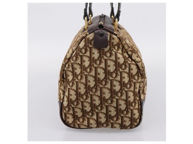 Borsa a mano Christian Dior Trotter Canvas Marrone Tono Oro Auth gh2402 - vista 4