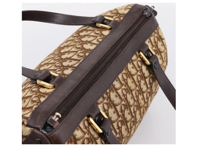 Borsa a mano Christian Dior Trotter Canvas Marrone Tono Oro Auth gh2402 - vista 6