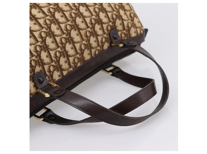 Borsa a mano Christian Dior Trotter Canvas Marrone Tono Oro Auth gh2402 - vista 7