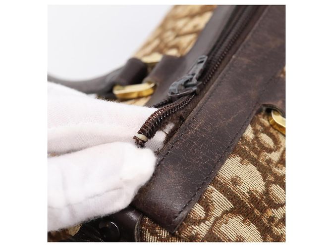 Borsa a mano Christian Dior Trotter Canvas Marrone Tono Oro Auth gh2402 - vista 8