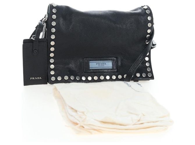 PRADA Schultertasche Leder 2way Schwarz Silber Authentisch 206046V - Ansicht 12