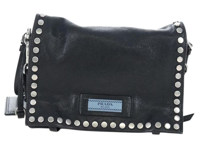 PRADA Schultertasche Leder 2way Schwarz Silber Authentisch 206046V - Ansicht 13