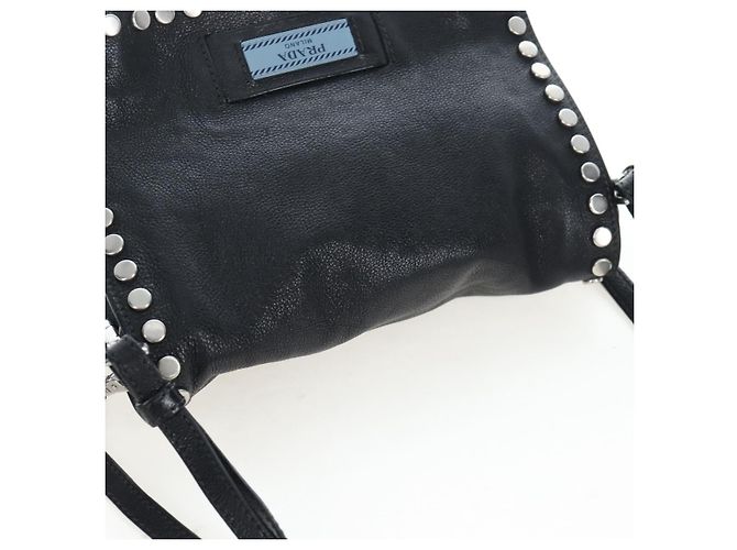 PRADA Schultertasche Leder 2way Schwarz Silber Authentisch 206046V - Ansicht 14
