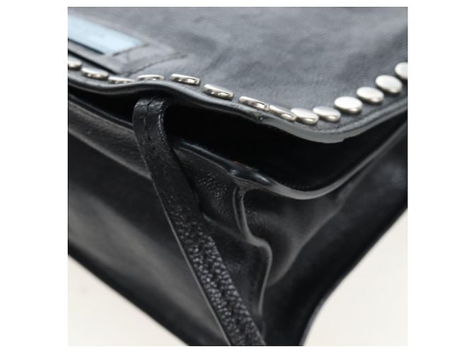 PRADA Schultertasche Leder 2way Schwarz Silber Authentisch 206046V - Ansicht 21