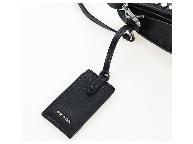 PRADA Schultertasche Leder 2way Schwarz Silber Authentisch 206046V - Ansicht 24