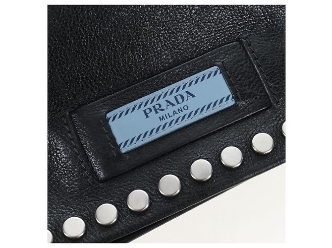 PRADA Schultertasche Leder 2way Schwarz Silber Authentisch 206046V - Ansicht 27