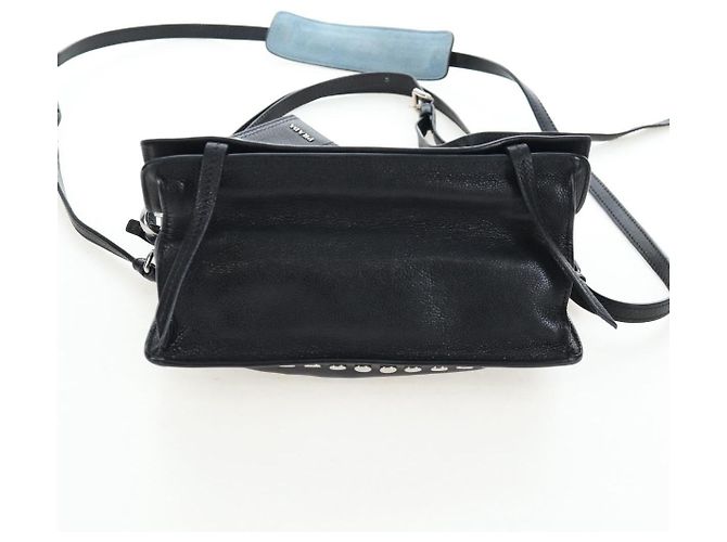 PRADA Schultertasche Leder 2way Schwarz Silber Authentisch 206046V - Ansicht 5
