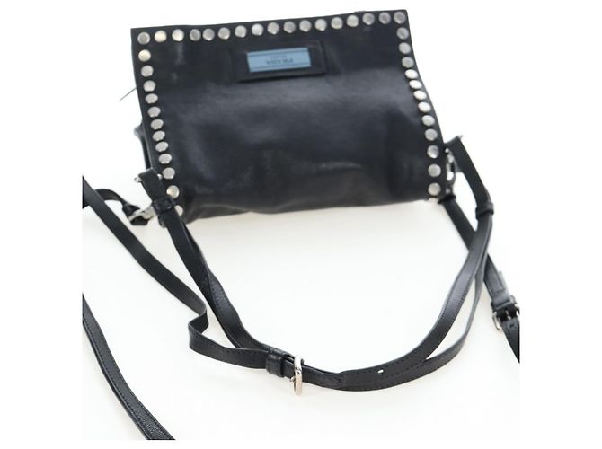 PRADA Schultertasche Leder 2way Schwarz Silber Authentisch 206046V - Ansicht 6