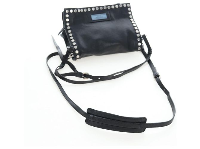 PRADA Schultertasche Leder 2way Schwarz Silber Authentisch 206046V - Ansicht 7