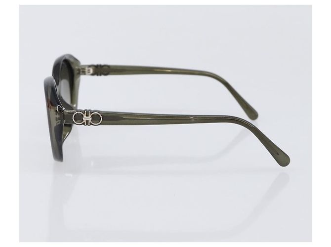 Occhiali da sole Salvatore Ferragamo Gancini Plastic Khaki Silver Auth bs37082 Argento Cachi - vista 3