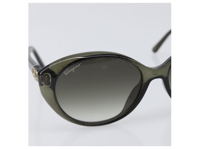 Occhiali da sole Salvatore Ferragamo Gancini Plastic Khaki Silver Auth bs37082 Argento Cachi - vista 5