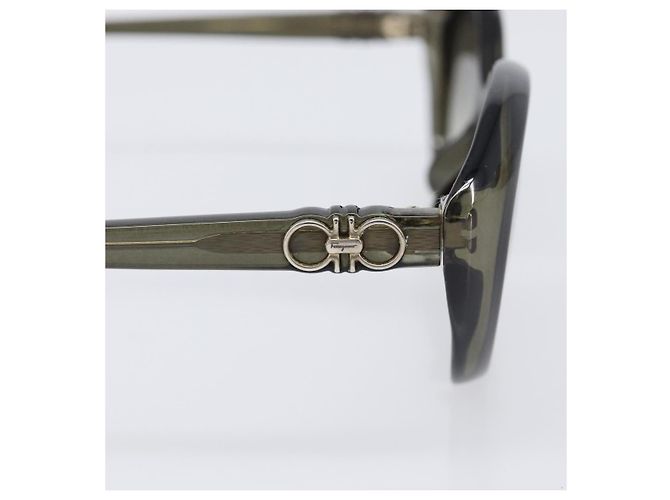 Occhiali da sole Salvatore Ferragamo Gancini Plastic Khaki Silver Auth bs37082 Argento Cachi - vista 8