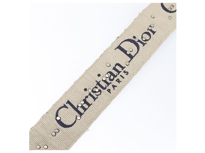 Tracolla Christian Dior Trotter Canvas 36.6'' Navy Gold Silver Auth ep16047 Argento D'oro Blu navy - vista 11