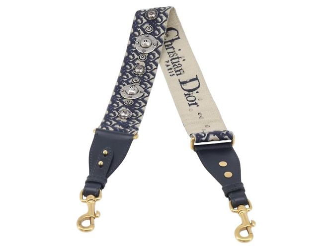 Tracolla Christian Dior Trotter Canvas 36.6'' Navy Gold Silver Auth ep16047 Argento D'oro Blu navy - vista 2