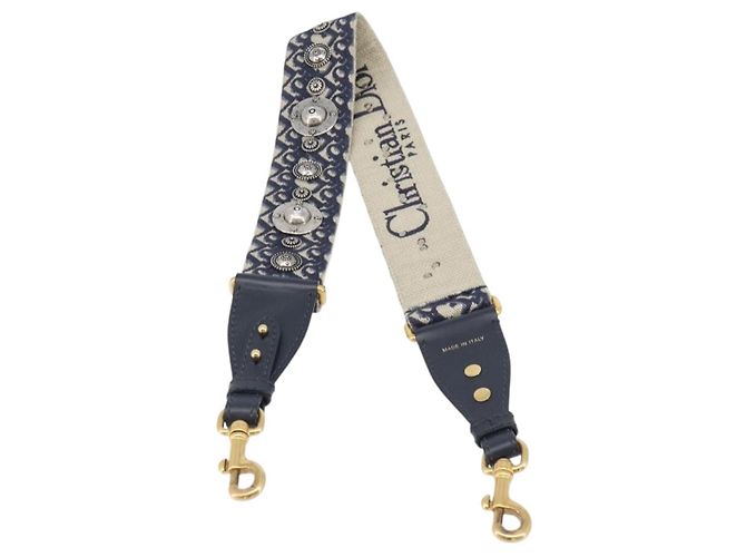 Tracolla Christian Dior Trotter Canvas 36.6'' Navy Gold Silver Auth ep16047 Argento D'oro Blu navy - vista 3