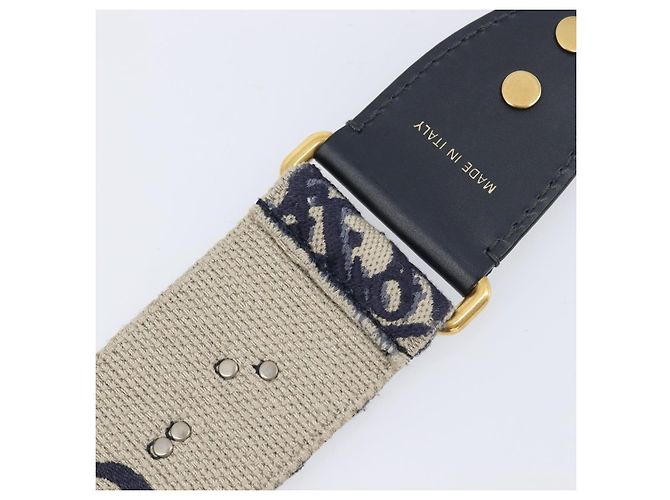 Tracolla Christian Dior Trotter Canvas 36.6'' Navy Gold Silver Auth ep16047 Argento D'oro Blu navy - vista 9