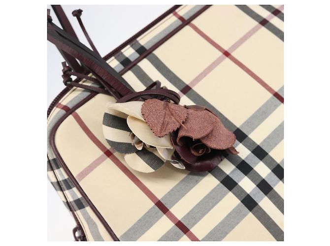 Bolso de mano BURBERRY Nova Check Canvas Beige Auth 204239A - vista 11