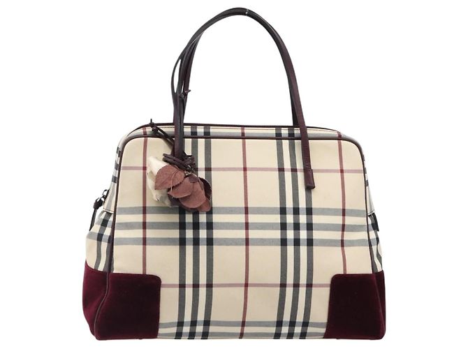 Bolso de mano BURBERRY Nova Check Canvas Beige Auth 204239A - vista 13