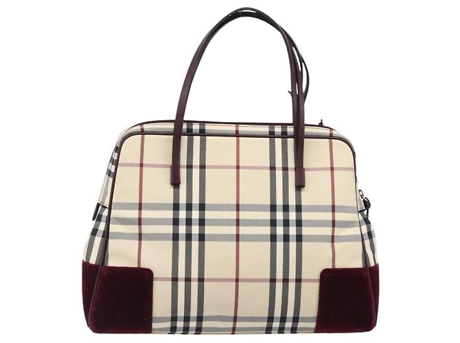 Bolso de mano BURBERRY Nova Check Canvas Beige Auth 204239A - vista 2