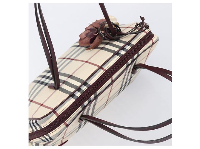 Bolso de mano BURBERRY Nova Check Canvas Beige Auth 204239A - vista 6