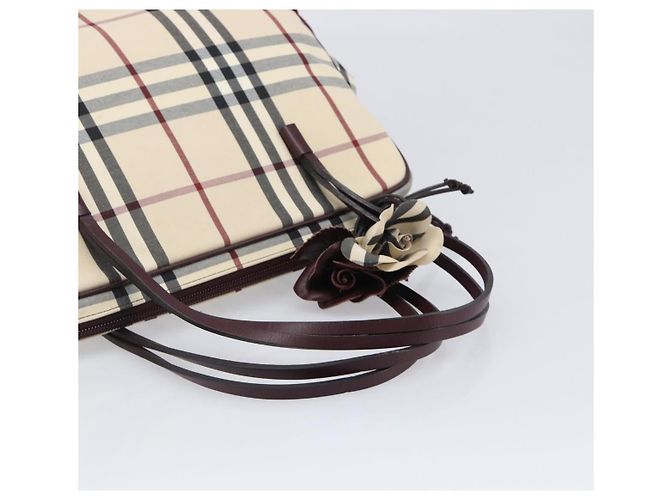 Bolso de mano BURBERRY Nova Check Canvas Beige Auth 204239A - vista 7