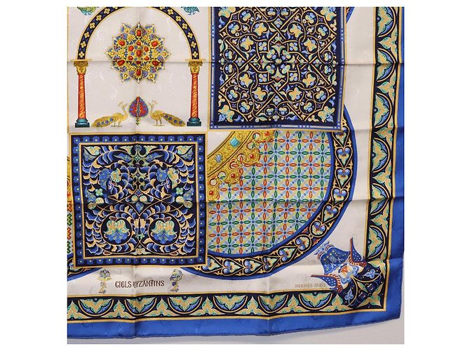 Hermès HERMES Carre90 Seidentuch "CIELS BYZANTINS" Blau Auth 204698M - Ansicht 10
