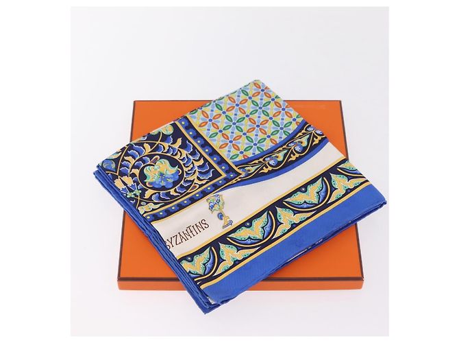 Hermès HERMES Carre90 Seidentuch "CIELS BYZANTINS" Blau Auth 204698M - Ansicht 12