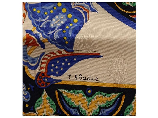 Hermès HERMES Carre90 Seidentuch "CIELS BYZANTINS" Blau Auth 204698M - Ansicht 13