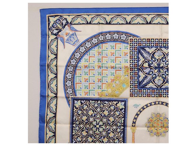 Hermès HERMES Carre90 Seidentuch "CIELS BYZANTINS" Blau Auth 204698M - Ansicht 16
