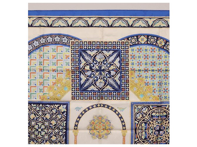 Hermès HERMES Carre90 Seidentuch "CIELS BYZANTINS" Blau Auth 204698M - Ansicht 17