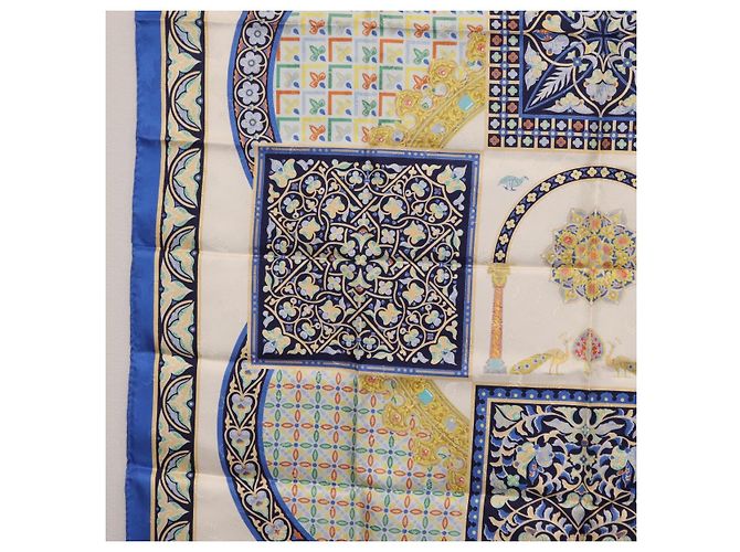 Hermès HERMES Carre90 Seidentuch "CIELS BYZANTINS" Blau Auth 204698M - Ansicht 19