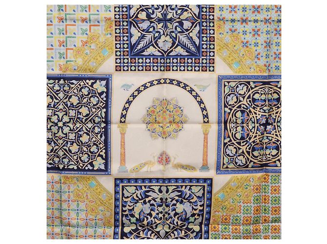 Hermès HERMES Carre90 Seidentuch "CIELS BYZANTINS" Blau Auth 204698M - Ansicht 20
