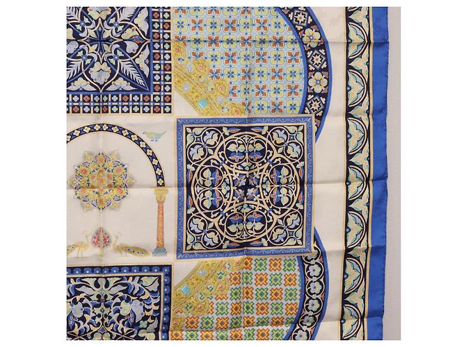 Hermès HERMES Carre90 Seidentuch "CIELS BYZANTINS" Blau Auth 204698M - Ansicht 21