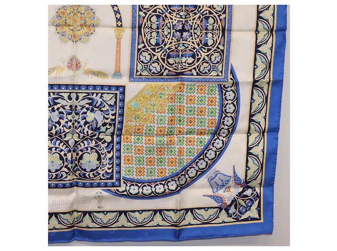 Hermès HERMES Carre90 Seidentuch "CIELS BYZANTINS" Blau Auth 204698M - Ansicht 24