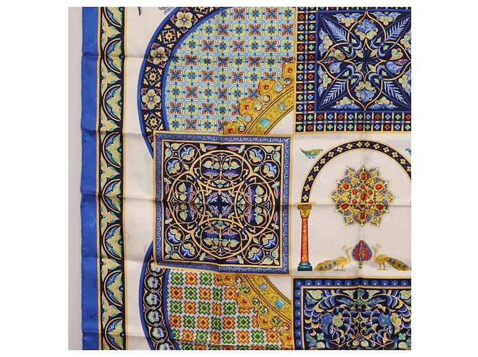 Hermès HERMES Carre90 Seidentuch "CIELS BYZANTINS" Blau Auth 204698M - Ansicht 5