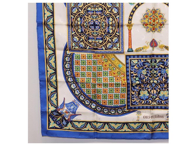 Hermès HERMES Carre90 Seidentuch "CIELS BYZANTINS" Blau Auth 204698M - Ansicht 8