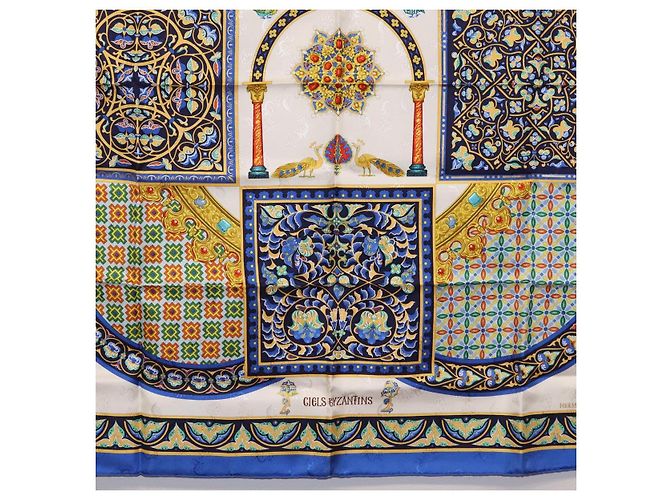 Hermès HERMES Carre90 Seidentuch "CIELS BYZANTINS" Blau Auth 204698M - Ansicht 9