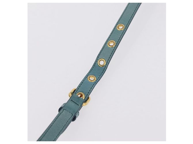 Borsa Miu Miu Vitellolux Matelasse in pelle 2way Blu Turchese Oro Auth 206286M D'oro - vista 10