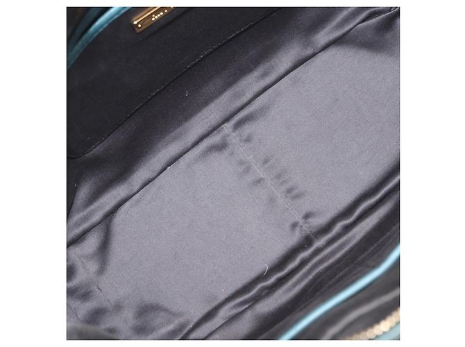 Borsa Miu Miu Vitellolux Matelasse in pelle 2way Blu Turchese Oro Auth 206286M D'oro - vista 11