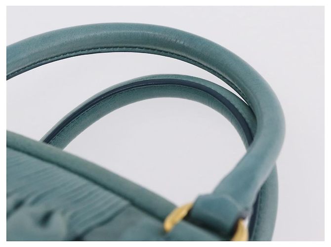 Borsa Miu Miu Vitellolux Matelasse in pelle 2way Blu Turchese Oro Auth 206286M D'oro - vista 14