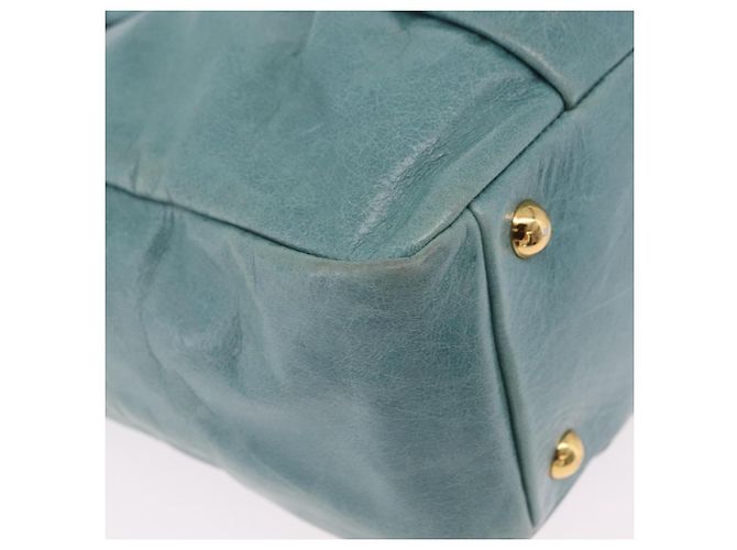 Borsa Miu Miu Vitellolux Matelasse in pelle 2way Blu Turchese Oro Auth 206286M D'oro - vista 17