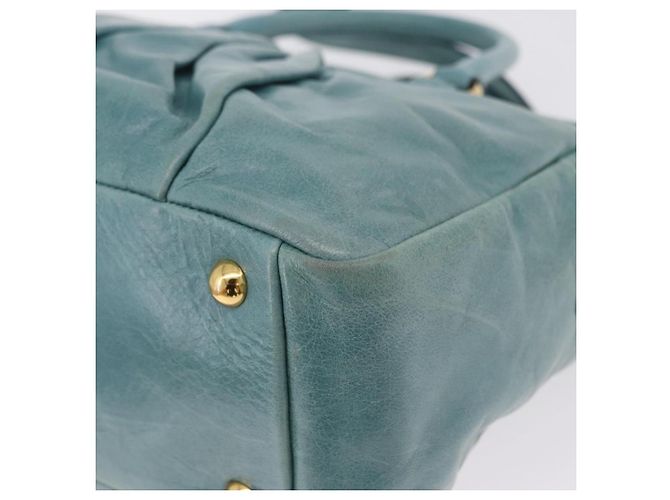 Borsa Miu Miu Vitellolux Matelasse in pelle 2way Blu Turchese Oro Auth 206286M D'oro - vista 20