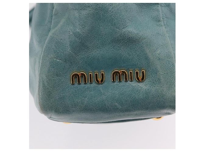 Borsa Miu Miu Vitellolux Matelasse in pelle 2way Blu Turchese Oro Auth 206286M D'oro - vista 22