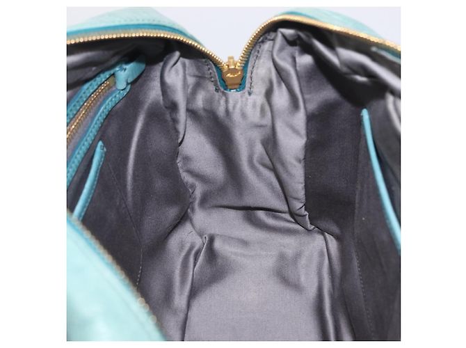 Borsa Miu Miu Vitellolux Matelasse in pelle 2way Blu Turchese Oro Auth 206286M D'oro - vista 25