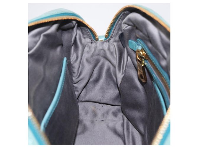 Borsa Miu Miu Vitellolux Matelasse in pelle 2way Blu Turchese Oro Auth 206286M D'oro - vista 26