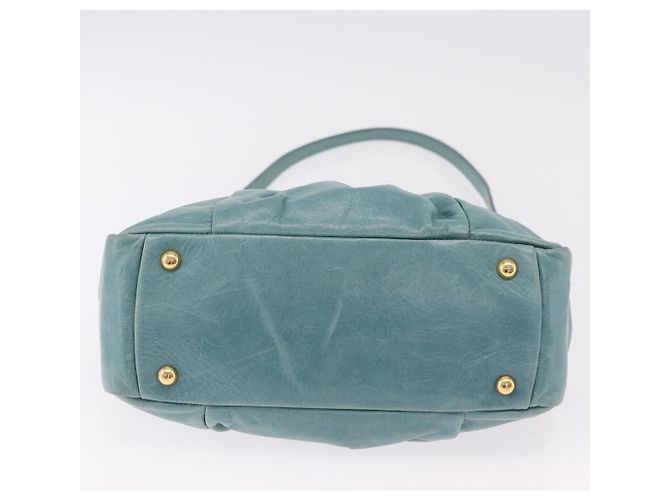 Borsa Miu Miu Vitellolux Matelasse in pelle 2way Blu Turchese Oro Auth 206286M D'oro - vista 6