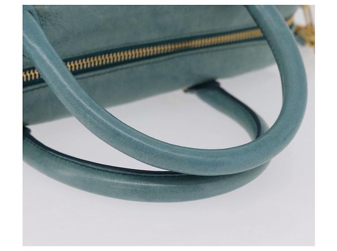 Borsa Miu Miu Vitellolux Matelasse in pelle 2way Blu Turchese Oro Auth 206286M D'oro - vista 8